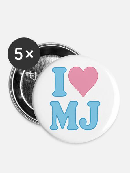Ich liebe niedliches Pastellherz-Design - Buttons groß 56 mm (5er Pack) - Weiß