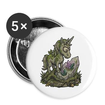 Funny Stone Unicorn Statue Mossy Fantasy Design - Buttons large 2.2''/56 mm (5-pack) - white - Front