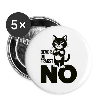 Schwarze Katze Shirt - Sarkastisches No Design - Buttons groß 56 mm (5er Pack) - Weiß - Vorne