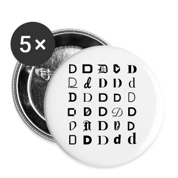 Typografie D-Buchstabe-Mosaikdesign. - Buttons groß 56 mm (5er Pack) - Weiß - Vorne