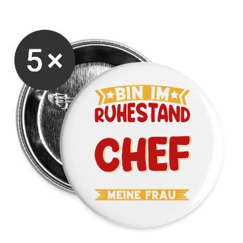 Rente Pension Ruhestand Rentner 2026 - Buttons groß 56 mm (5er Pack) - Weiß - Vorne