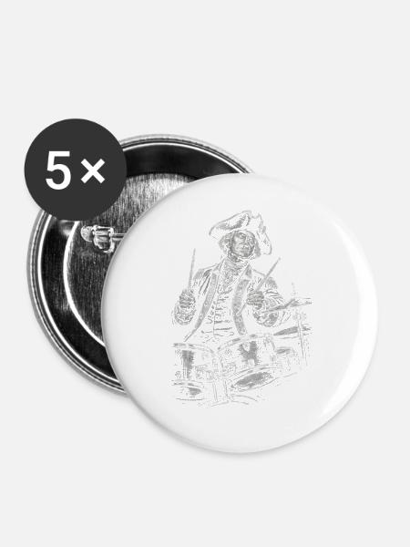 George Washington Drumming Illustration  - Buttons groß 56 mm (5er Pack) - Weiß