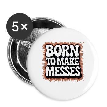 Born for Chaos | Pottery Ceramics - Buttons large 2.2''/56 mm (5-pack) - white - Front