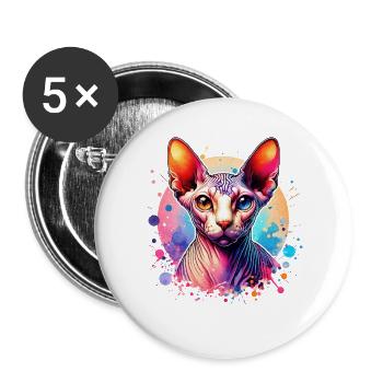 Sphynx Cat Motif - Buttons large 2.2''/56 mm (5-pack) - white - Front