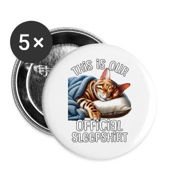 Bengalkatze Schlafshirt - Buttons groß 56 mm (5er Pack) - Weiß - Vorne