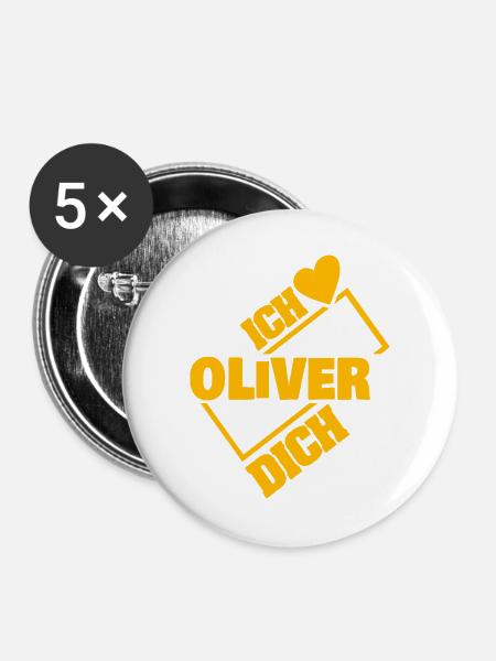 Liebe Oliver - Buttons groß 56 mm (5er Pack) - Weiß