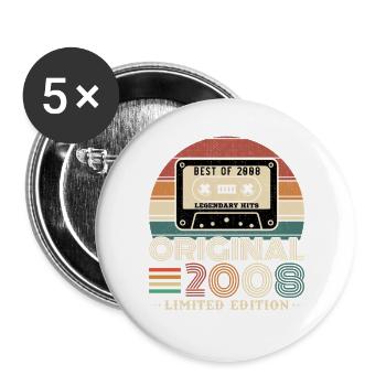 Originales Vintage-Geburtstagsgeschenk 2008 - Buttons groß 56 mm (5er Pack) - Weiß - Vorne