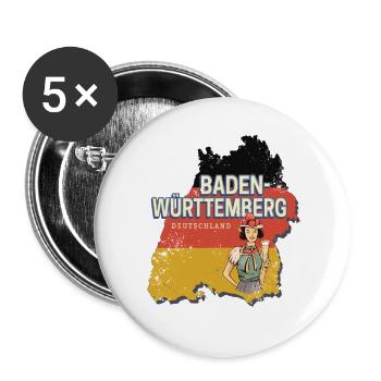 Baden-Württemberg Deutschland Bundesland Souvenir - Buttons groß 56 mm (5er Pack) - Weiß - Vorne