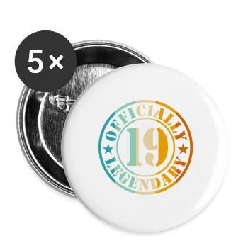 19th Birthday Boy Girl Legend Level 19 - Buttons large 2.2''/56 mm (5-pack) - white - Front
