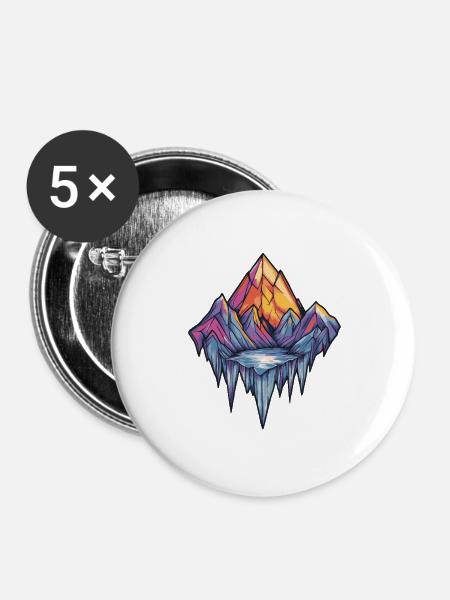 Eisberge Symbol Berge - Buttons groß 56 mm (5er Pack) - Weiß
