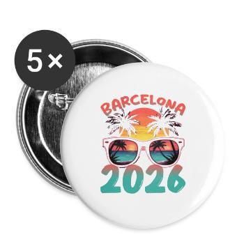 Barcelona 2026 - Buttons groß 56 mm (5er Pack) - Weiß - Vorne