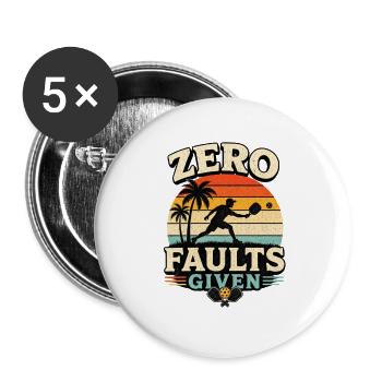 Zero Faults Given Retro Pickleball Design  - Buttons groß 56 mm (5er Pack) - Weiß - Vorne