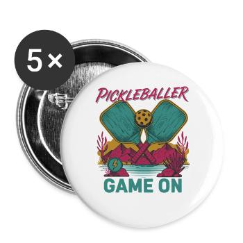 Jeu de pickleball Pickleball sur Joueur drôle - Lot de 5 grands badges (56 mm) - blanc - Devant