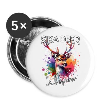 Sika Chuchoteur de Cerfs - Lot de 5 grands badges (56 mm) - blanc - Devant