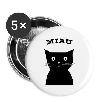 Katze - Buttons groß 56 mm (5er Pack) - Weiß - Vorne