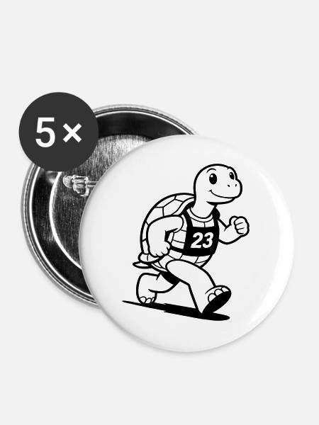 Turtle Marathon - Buttons groß 56 mm (5er Pack) - Weiß