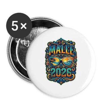 Malle 2026 Colorful Mallorca - Buttons large 2.2''/56 mm (5-pack) - white - Front