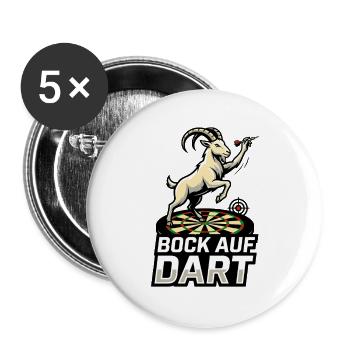 Bock auf Dart Ziege Maskottchen Dartspieler - Buttons groß 56 mm (5er Pack) - Weiß - Vorne
