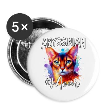 Abyssinian Cat Mom - Buttons large 2.2''/56 mm (5-pack) - white - Front