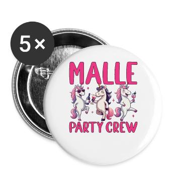 Malle Party Crew 2027 - Buttons groß 56 mm (5er Pack) - Weiß - Vorne