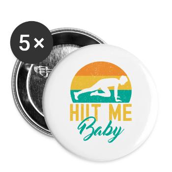 Gymnase de calistnique Hiit Me Baby Calisthenics Fitness - Lot de 5 grands badges (56 mm) - blanc - Devant
