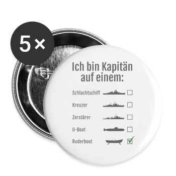 Ich bin Kapitän auf einem ... - Buttons groß 56 mm (5er Pack) - Weiß - Vorne