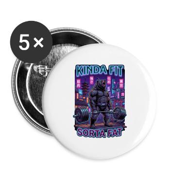 Plutôt en forme, un peu gros ours en haltérophilie - Lot de 5 grands badges (56 mm) - blanc - Devant