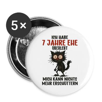 7. Hochzeitstag, 7 Jahre verheiratet, 7 Jahre Ehe - Buttons groß 56 mm (5er Pack) - Weiß - Vorne