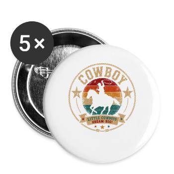 Vintage Cowboy Kindermotiv Pferd - Buttons groß 56 mm (5er Pack) - Weiß - Vorne
