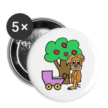 Teddy Mom Bear Child Baby Kids - Buttons large 2.2''/56 mm (5-pack) - white - Front