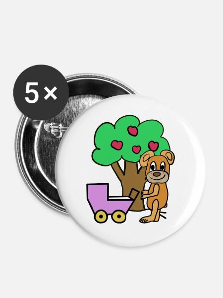 Teddy Mama Bär Kind Baby Kinder - Buttons groß 56 mm (5er Pack) - Weiß