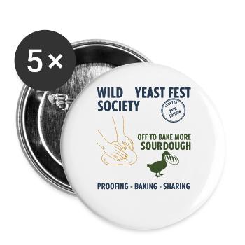 La Société du Wild Yeast Fest du Levain Sauvage S’en Vient Encore Faire Pâtisser - Lot de 5 grands badges (56 mm) - blanc - Devant