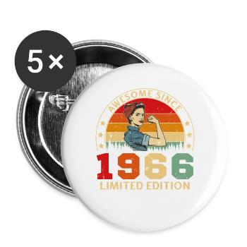 1966 Vintage Retro Geburtstagsgeschenk - Buttons groß 56 mm (5er Pack) - Weiß - Vorne