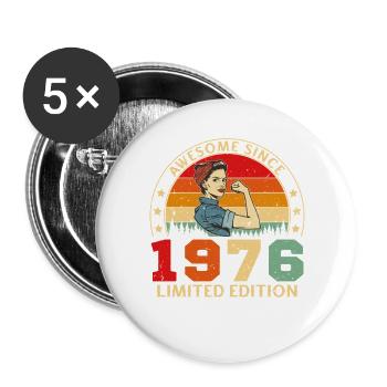 1976 Vintage Retro Birthday Gift - Buttons large 2.2''/56 mm (5-pack) - white - Front