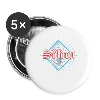 Sölden in Tirol Retro Skifahrer Vintage Skiurlaub - Buttons groß 56 mm (5er Pack) - Weiß - Vorne