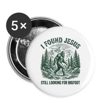 Ich habe Jesus gefunden, der immer noch Bigfoot aussah - Buttons groß 56 mm (5er Pack) - Weiß - Vorne