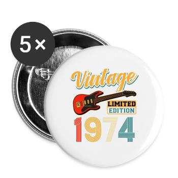 Vintage 1974 Guitar Limited Edition Design - Buttons large 2.2''/56 mm (5-pack) - white - Front