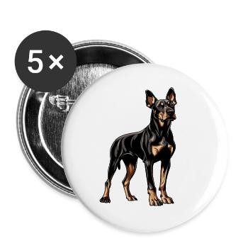 Doberman - Lot de 5 grands badges (56 mm) - blanc - Devant