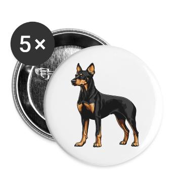 Dobermann - Buttons groß 56 mm (5er Pack) - Weiß - Vorne