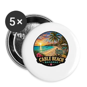 Cable Beach Urlaub Nassau Karibik Kreuzfahrt - Buttons groß 56 mm (5er Pack) - Weiß - Vorne