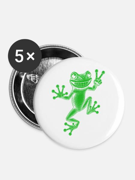 Laubfrosch - Buttons groß 56 mm (5er Pack) - Weiß