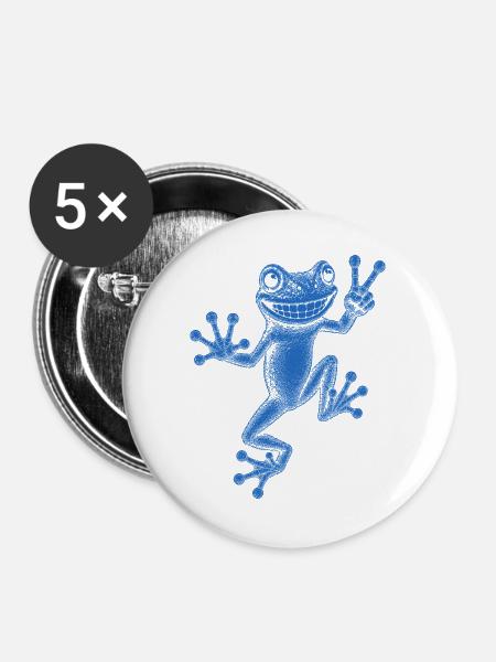 Laubfrosch - Buttons groß 56 mm (5er Pack) - Weiß
