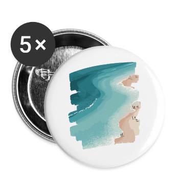 Palmiers de mer de plage rétro - Lot de 5 grands badges (56 mm) - blanc - Devant