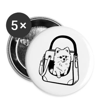 Pomeranian dog - Buttons large 2.2''/56 mm (5-pack) - white - Front