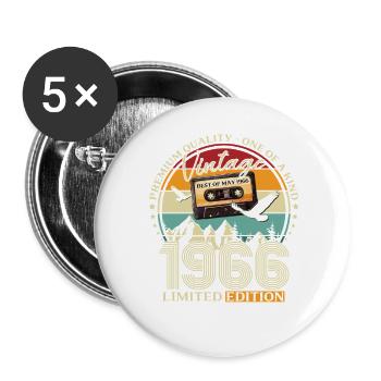 60. Geburtstag Geschenk Mann Best of Mai 1966 - Buttons groß 56 mm (5er Pack) - Weiß - Vorne