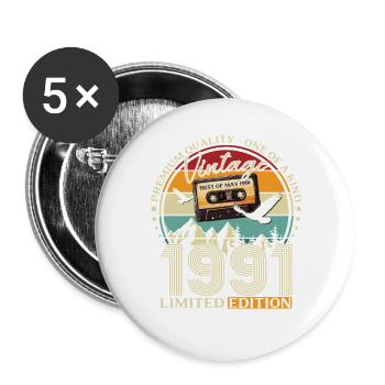 35. Geburtstag Geschenk Mann Best of Mai 1991 - Buttons groß 56 mm (5er Pack) - Weiß - Vorne