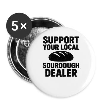 Baking Baker Baker Sourdough Bread Gift Idea - Buttons large 2.2''/56 mm (5-pack) - white - Front