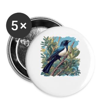 Elstern Elster - Buttons groß 56 mm (5er Pack) - Weiß - Vorne
