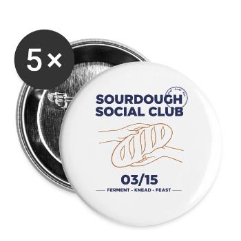 Sourdough Bread Baking Baker Social Club - Buttons groß 56 mm (5er Pack) - Weiß - Vorne