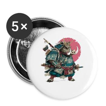 Boar Samurai in Teal Armor - Buttons large 2.2''/56 mm (5-pack) - white - Front